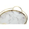 Set di Vassoi Home ESPRIT Bianco Dorato Metallo Cristallo 30 x 30 x 6 cm (2 Unità)