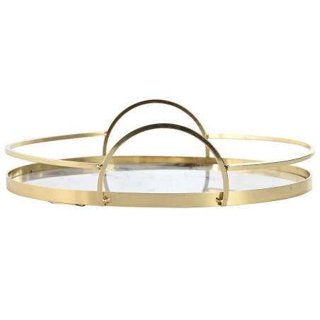 Set di Vassoi Home ESPRIT Bianco Dorato Metallo Cristallo 30 x 30 x 6 cm (2 Unità)