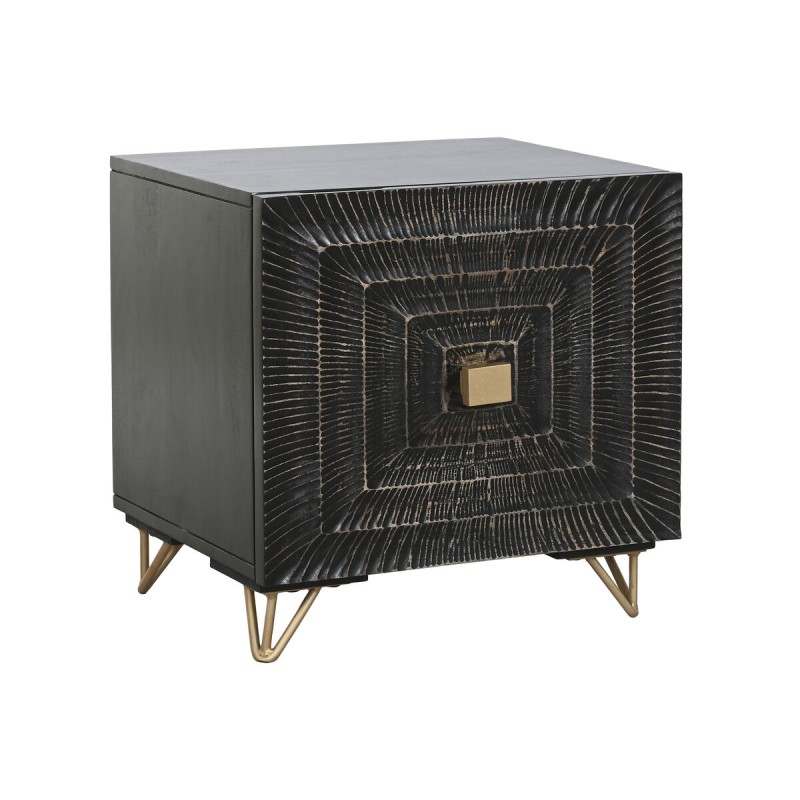 Comodino Home ESPRIT Nero Dorato 50 x 40 x 50 cm Comodino Home ESPRIT Nero Dorato 50 x 40 x 50 cm