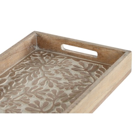 Set di Vassoi Home ESPRIT Bianco Naturale Legno di mango Legno MDF 44 x 29 x 5 cm (2 Unità)