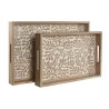 Set di Vassoi Home ESPRIT Bianco Naturale Legno di mango Legno MDF 44 x 29 x 5 cm (2 Unità)