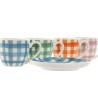 Set di 6 Tazze con Piatto Home ESPRIT Azzurro Bianco Verde Arancio Rosa Porcellana Righe Mediterraneo 90 ml