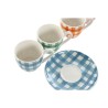 Set di 6 Tazze con Piatto Home ESPRIT Azzurro Bianco Verde Arancio Rosa Porcellana Righe Mediterraneo 90 ml