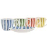Set di 6 Tazze con Piatto Home ESPRIT Giallo Azzurro Verde Corallo Porcellana Righe Mediterraneo 90 ml