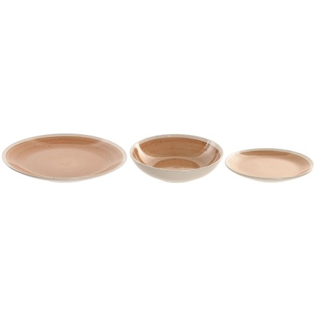 Servizio di Piatti Home ESPRIT Bianco Arancio Gres 18 Pezzi