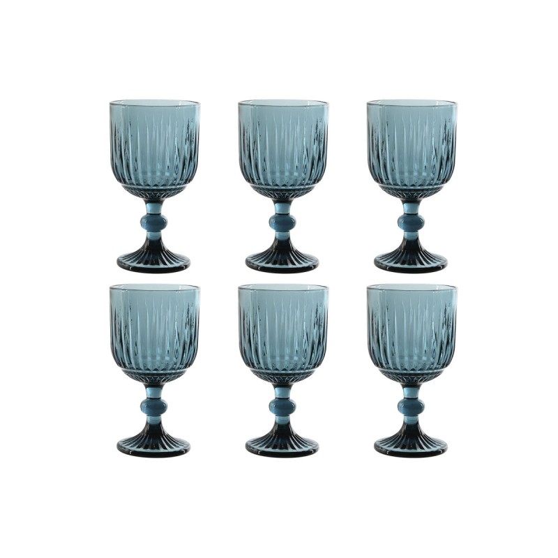 Set di Bicchieri Home ESPRIT Azzurro Cristallo 8,8 x 8,8 x 16,3 cm (6 Unità)