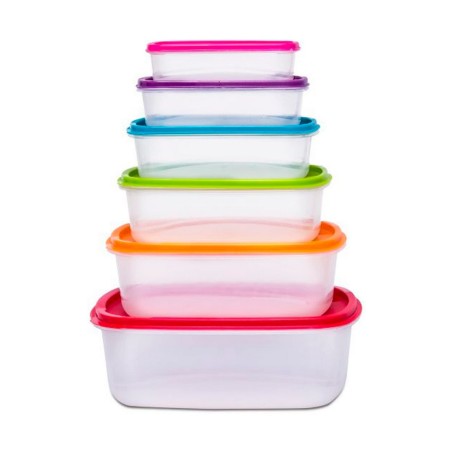 Set di 6 scatole porta pranzo 5five Simply Smart polipropilene 300 ml 225 ml 175 ml 12,5 ml 0,3 g 245 ml Multicolore Rettangolar