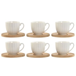 Set di 6 Tazze con Piatto Home ESPRIT Bianco Bambù Porcellana 90 ml