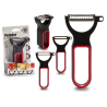 Set di Pelapatate CK98529 Nero Rosso Acciaio Caucciù polipropilene