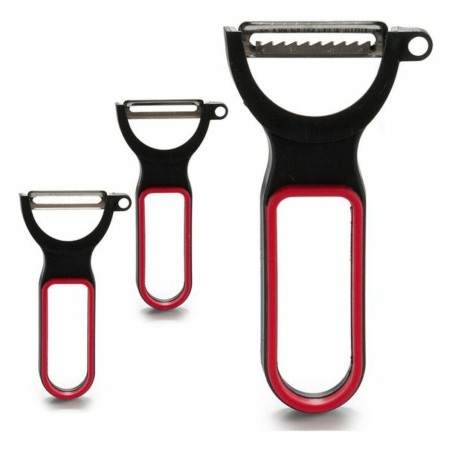 Set di Pelapatate CK98529 Nero Rosso Acciaio Caucciù polipropilene