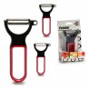 Set di Pelapatate CK98529 Nero Rosso Acciaio Caucciù polipropilene