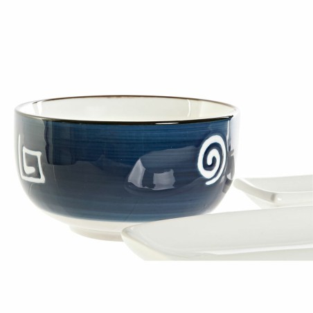 Set per Sushi DKD Home Decor 33,5 x 34,5 x 9 cm Porcellana Bianco Blu Marino Orientale (33,5 x 34,5 x 9 cm)