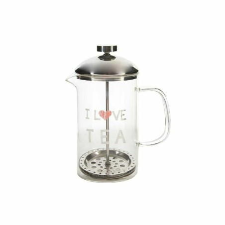Teiera DKD Home Decor Trasparente Acciaio inossidabile Argento Vetro Borosilicato (18 x 9.5 x 20.5 cm) (1 L)
