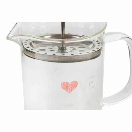 Teiera DKD Home Decor Trasparente Acciaio inossidabile Argento Vetro Borosilicato (18 x 9.5 x 20.5 cm) (1 L)