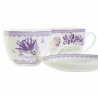 Tazza con Piatto DKD Home Decor Bianco Verde Lilla Porcellana 220 ml (2 Unità)