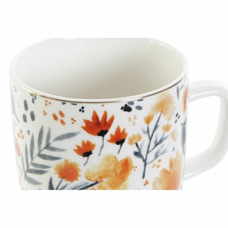 Tazza DKD Home Decor Porcellana Azzurro Arancio (380 ml) (12 x 8,5 x 9,5 cm)