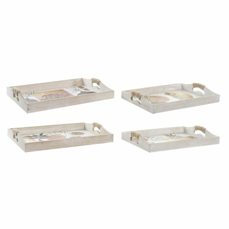 Set di Vassoi DKD Home Decor Bianco Nero Dorato Legno MDF 40 x 30 x 6 cm (2 Unità)