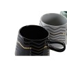 Tazza Mug DKD Home Decor Nero Grigio Azzurro Rosa Gres Moderno (400 ml) (4 Unità)