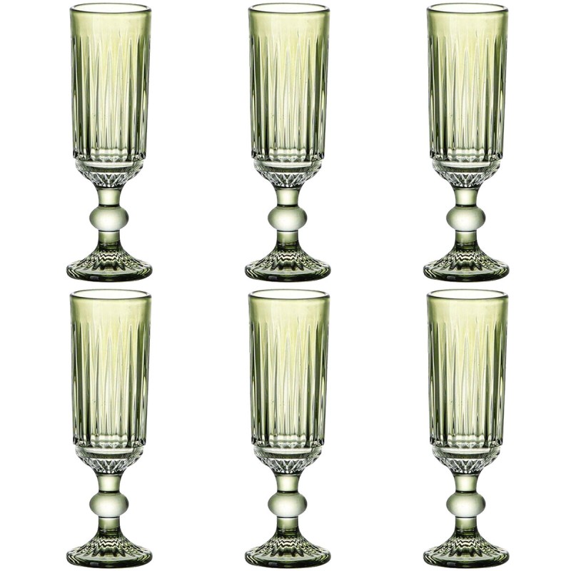 Set di Bicchieri Home ESPRIT Verde Cristallo 6 x 6 x 18,4 cm (6 Unità)