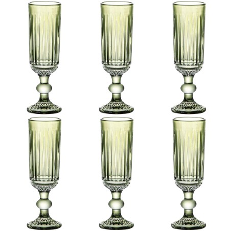 Set di Bicchieri Home ESPRIT Verde Cristallo 6 x 6 x 18,4 cm (6 Unità)