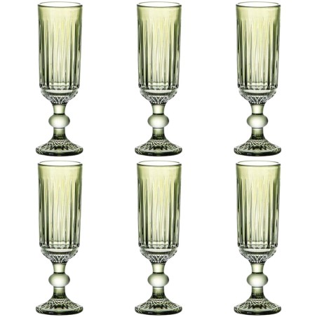 Set di Bicchieri Home ESPRIT Verde Cristallo 6 x 6 x 18,4 cm (6 Unità)