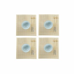 Set per Sushi DKD Home Decor 14,5 x 14,5 x 31 cm Azzurro Bianco Gres Orientale (16 Pezzi)