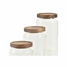 Set di 3 Barattoli DKD Home Decor Acacia Vetro Borosilicato (1 L) (400 ml) (700 ml) (3 Pezzi)