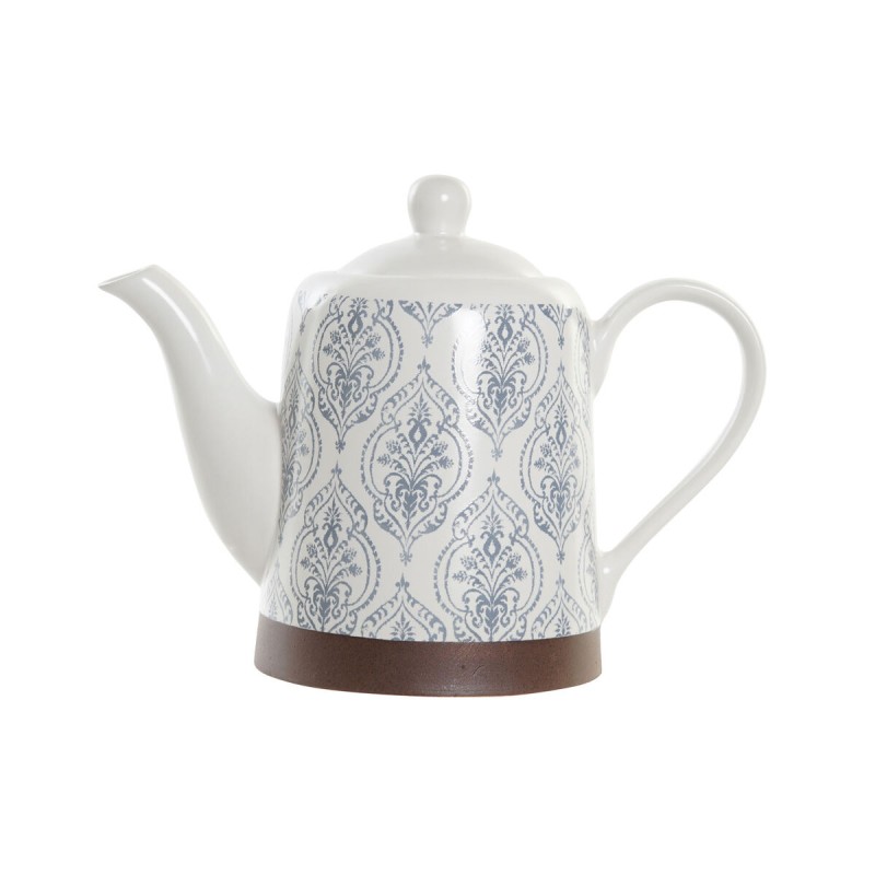 Teiera DKD Home Decor Azzurro Bianco Marrone Legno d'albero della gomma Gres Teiera DKD Home Decor Azzurro Bianco Marrone Legno d'albero della gomma Gres