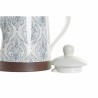 Teiera DKD Home Decor Azzurro Bianco Marrone Legno d'albero della gomma Gres