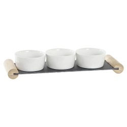 Vassoio per aperitivi DKD Home Decor Bianco Nero Gres Lavagna 33 x 10 x 5,8 cm