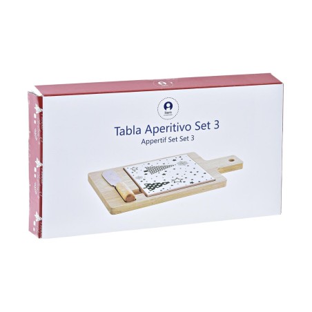 Set da Aperitivo DKD Home Decor Bianco Verde Bambù Gres (21,5 x 11,8 x 1,5 cm)