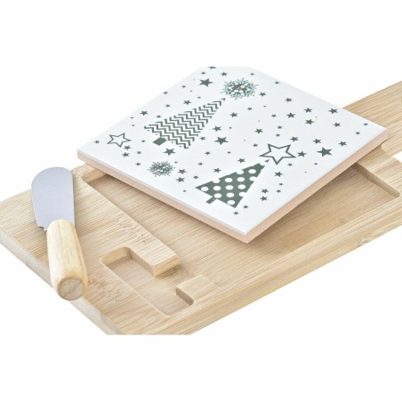 Set da Aperitivo DKD Home Decor Bianco Verde Bambù Gres (21,5 x 11,8 x 1,5 cm)