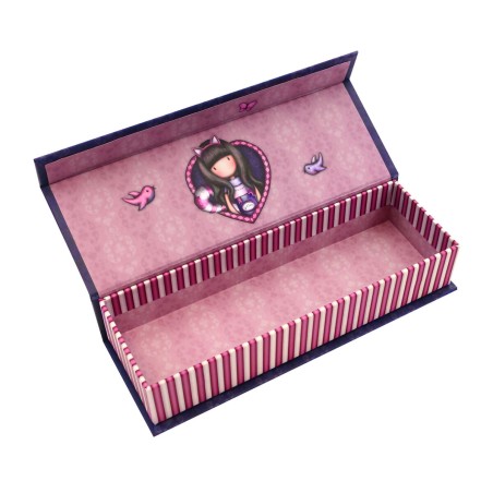 Necessaire Gorjuss Cheshire cat Scatola Viola (20.2 x 4 x 7 cm)