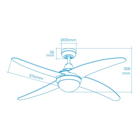 Ventilatore da Soffitto con Luce EDM 33806 Caspio Bianco 60 W