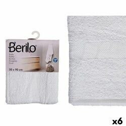 Telo da bagno Berilo 89677 Bianco 80 % cotone 20 % Poliestere 50 x 90 cm (6 Unità)