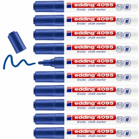 Pennarelli a gesso liquido Edding 4095 Azzurro (10 Unità)