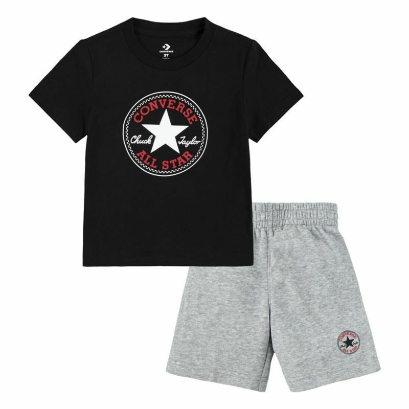 Completo Sportivo per Bambini Converse Core Tee Ft Short Nero Grigio Neonati Completo Sportivo per Bambini Converse Core Tee Ft Short Nero Grigio Neonati