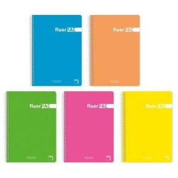 Quaderno Pacsa FluorPAC Multicolore Din A4 80 Pagine 21,5 x 31,5 cm 5 Pezzi