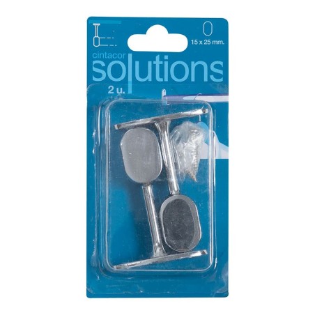 Supporto per asta dell'armadio Stor Planet Ovale Cromato 2,5 x 1,5 cm Argentato (2 Unità)