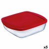 Porta Pranzo Quadrato con Coperchio Ô Cuisine Cook&store Ocu Rosso 2,2 L 25 x 22 x 5 cm Vetro Silicone (5 Unità)