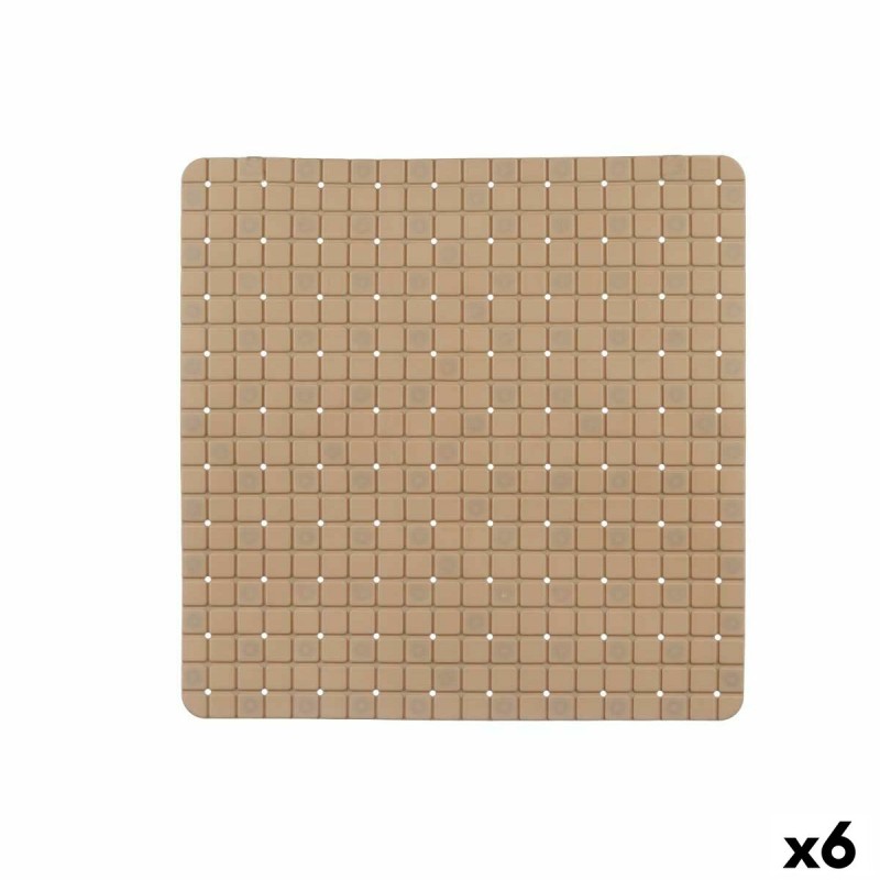 Tappetino Antiscivolo da Doccia Berilo BM509S - 316 Beige PVC 50,3 x 50,3 x 0,7 cm Quadri (6 Unità)