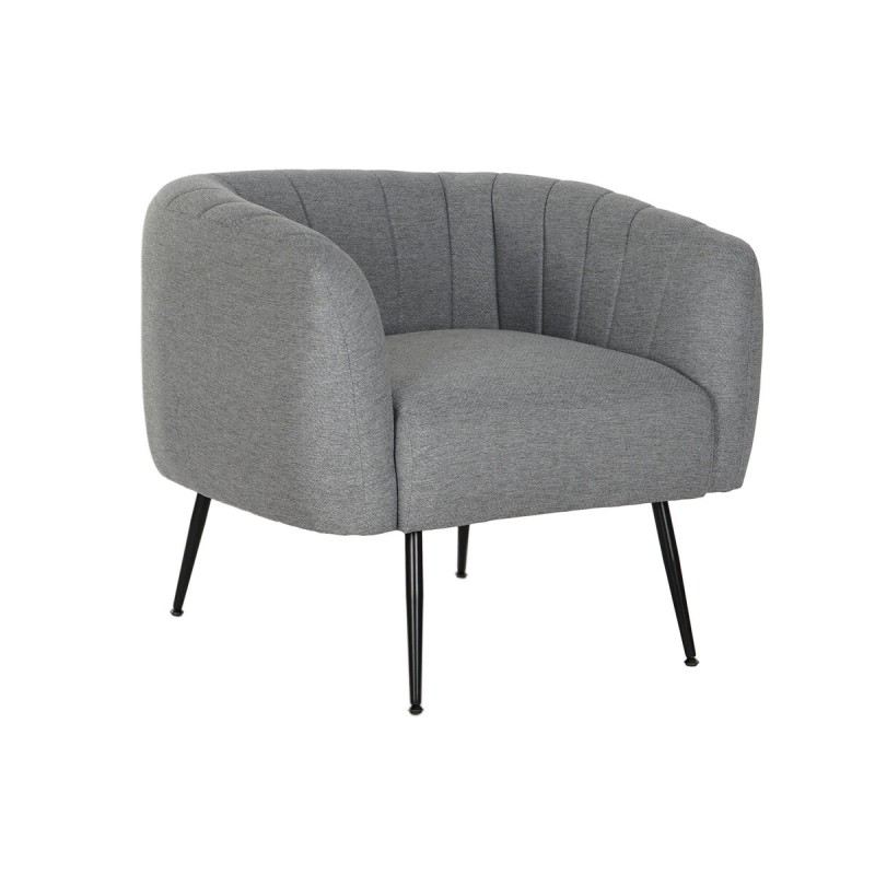 Poltrona DKD Home Decor Nero Grigio Schiuma Legno Metallo 81 x 75 x 73 cm Poltrona DKD Home Decor Nero Grigio Schiuma Legno Metallo 81 x 75 x 73 cm