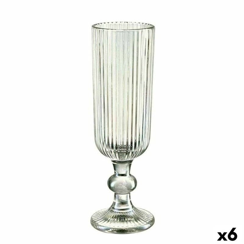 Calice da champagne Vivalto OCT-DK80006C Verde Vetro 160 ml Righe (6 Unità)