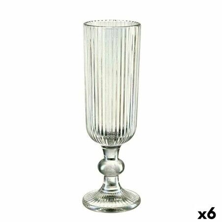 Calice da champagne Vivalto OCT-DK80006C Verde Vetro 160 ml Righe (6 Unità)