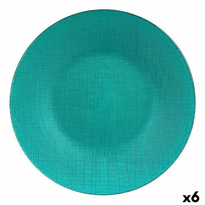Piatto da pranzo Vivalto 323928P Turchese Vetro 27,5 x 2 x 27,5 cm (6 Unità)