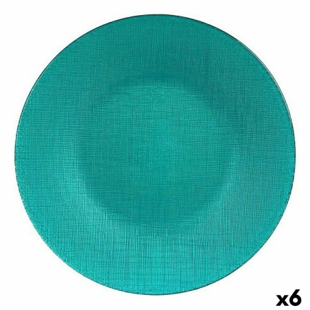 Piatto da pranzo Vivalto 323928P Turchese Vetro 27,5 x 2 x 27,5 cm (6 Unità)