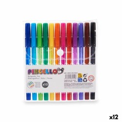 Set di Penne Pincello 478 Giallo Azzurro Rosso Verde Multicolore Arancio (12 Unità)