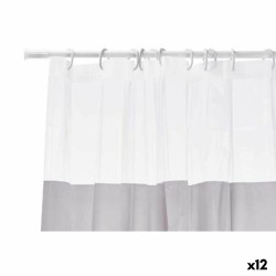 Tenda da Doccia Berilo 214 Grigio Trasparente Plastica PEVA 180 x 180 cm (12 Unità)