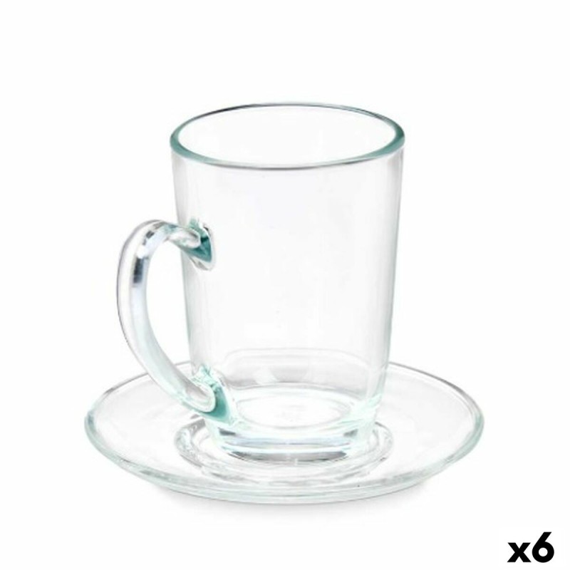 Tazza con Piatto Vivalto 41089 Trasparente Vetro 200 ml (6 Unità)