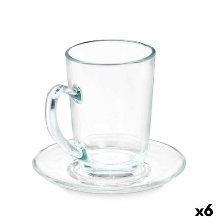 Tazza con Piatto Vivalto 41089 Trasparente Vetro 200 ml (6 Unità)